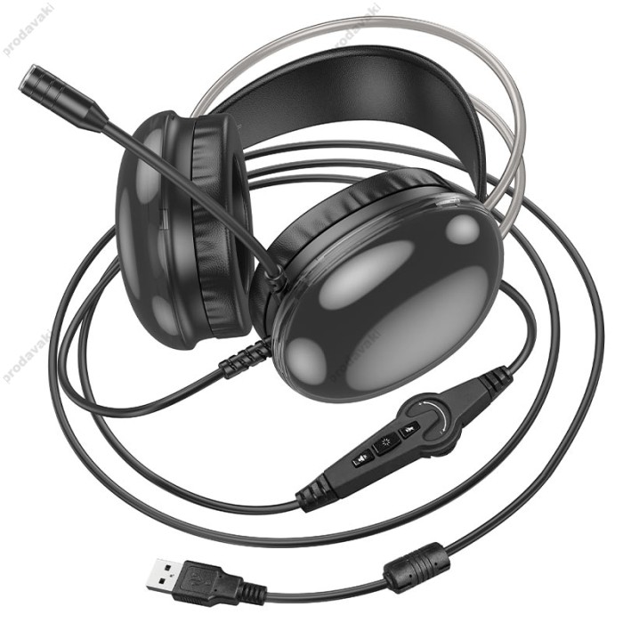 Дротові навушники HOCO W109 Plus Rich channel gaming headphones RGB USB Black